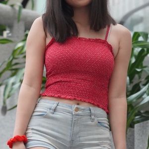 John Galt Brandy Melville red cinched tank top